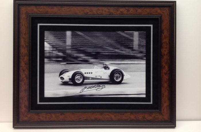 Signed Indy 500 Photo framed with Suede Mats and Wood Frame