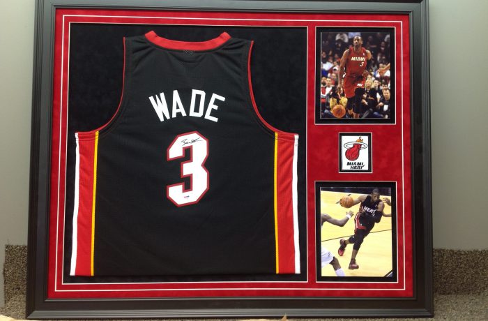 Wade Jersey framed with Photos and Logo